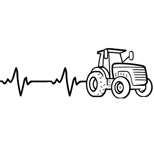 Bügelbild - Plott - Herzschlag Traktor rechts - 15cm x 5cm