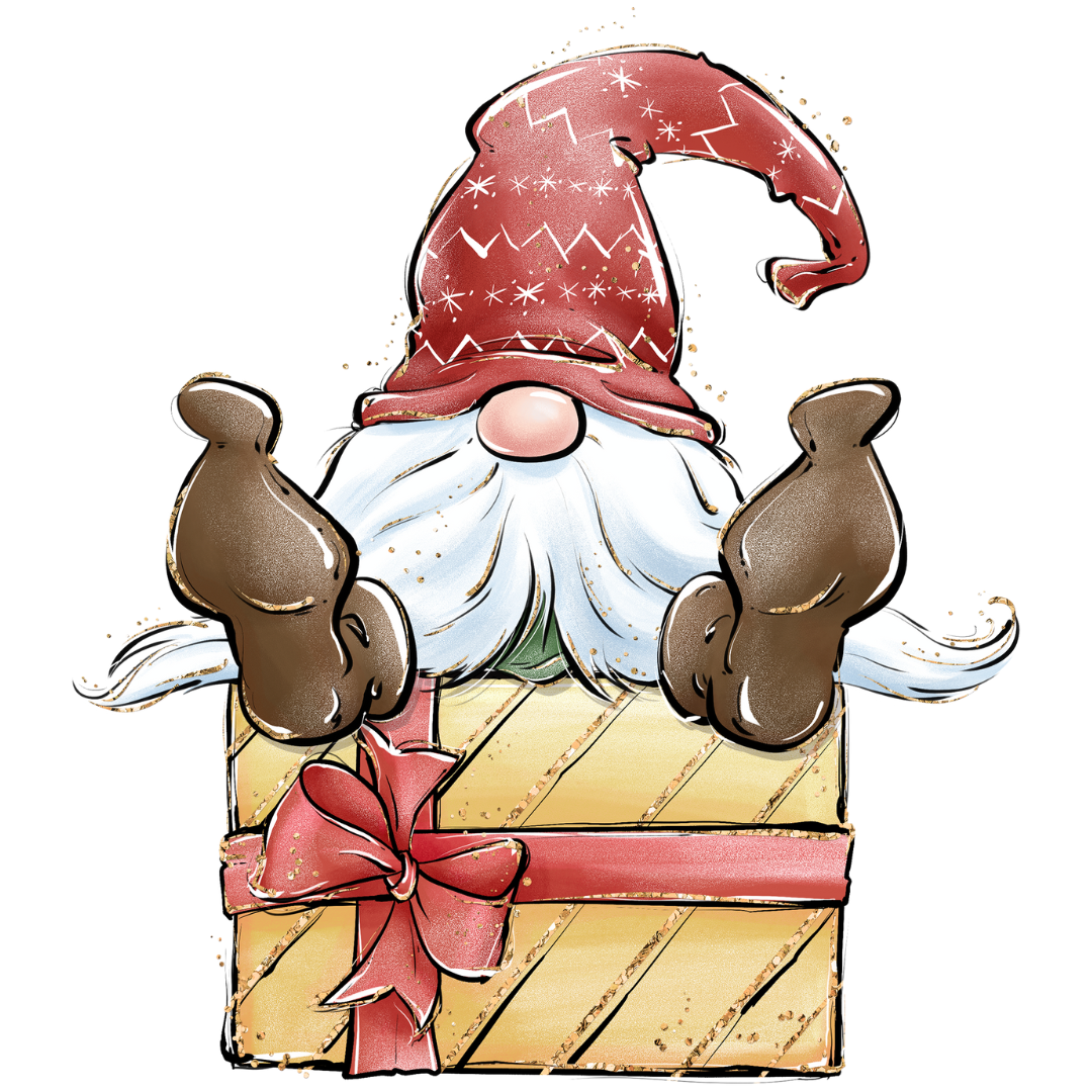 Bügelbild - Plott - Wichtel auf Geschenk - 10cm x 12cm