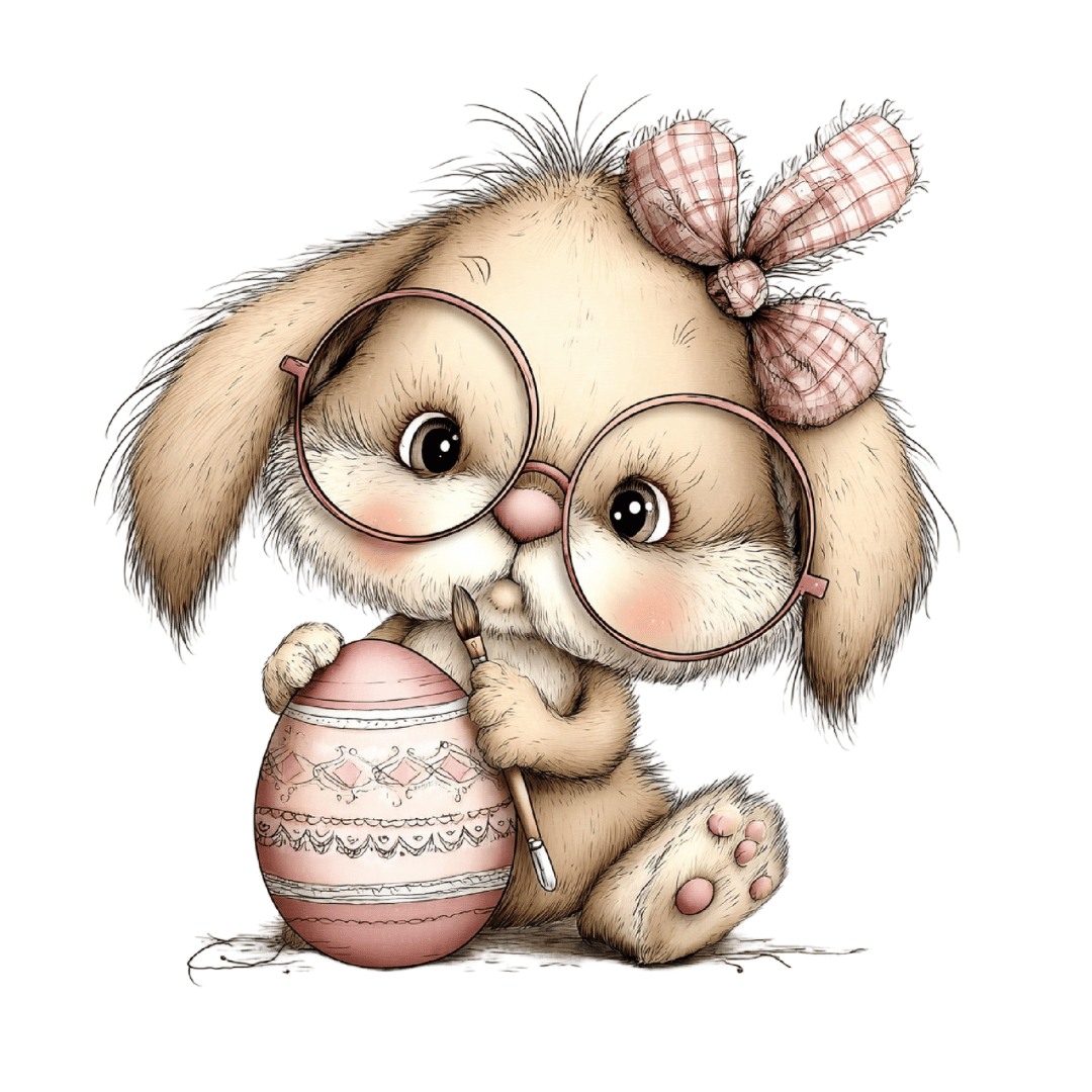 Bügelbild - Hase mit Ei - ca. 13,1x13,4cm