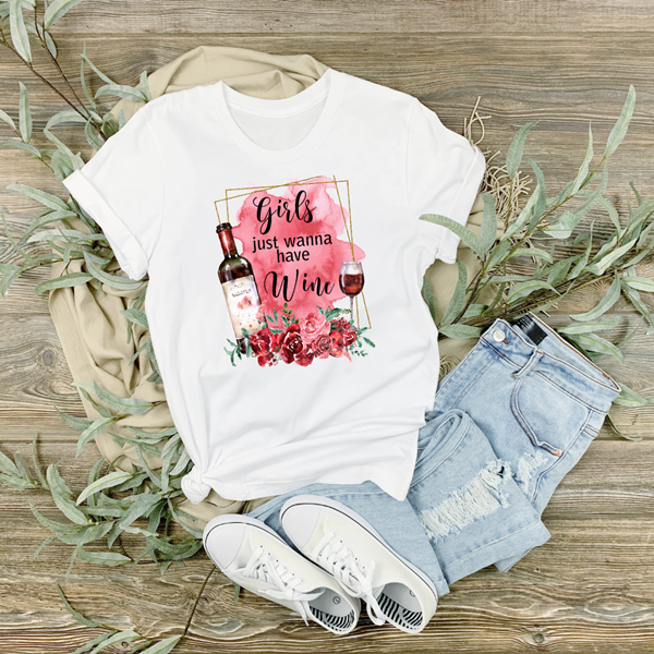 Bügelbild - Plott - Girls just wanna have Wine - 12,7cm x 14,8cm