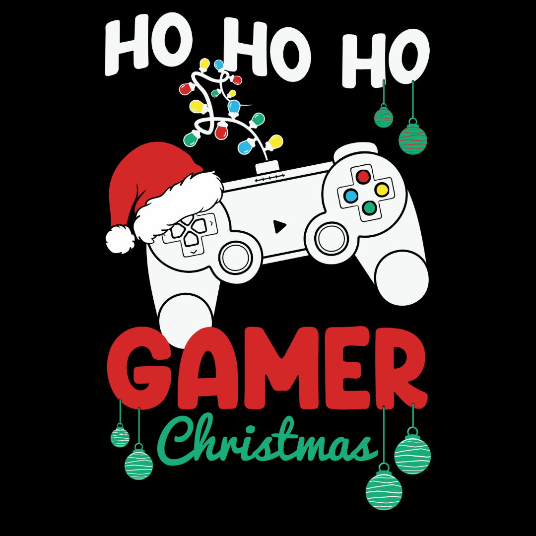 Bügelbild - Plott - Gamer Christmas - ca. 10,7cm x 16,4cm - transparent