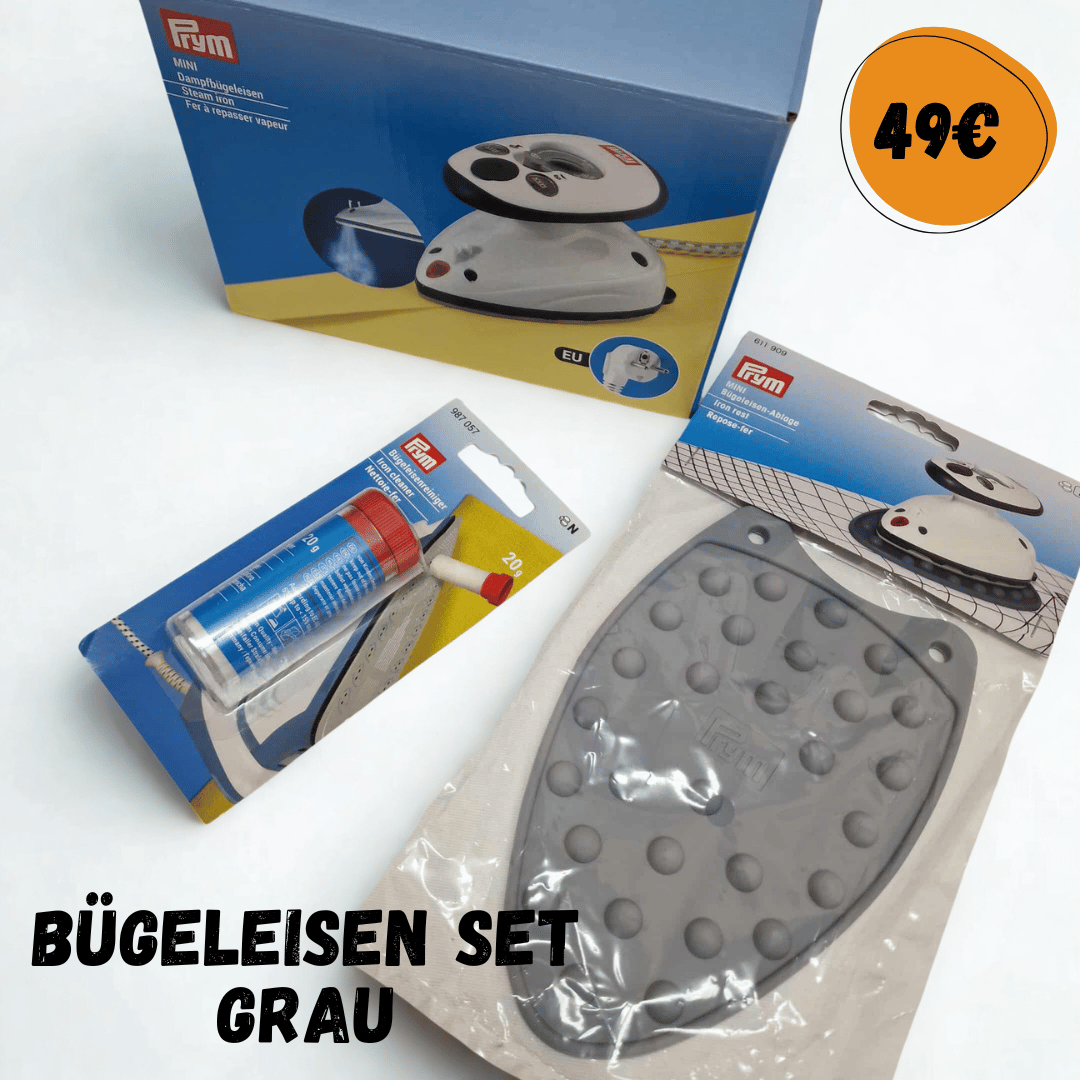 Sparset - Prym Dampfbügeleisen - SET mit Ablage und Reiniger - grau Sparset - Prym Dampfbügeleisen - SET mit Ablage und Reiniger - grau