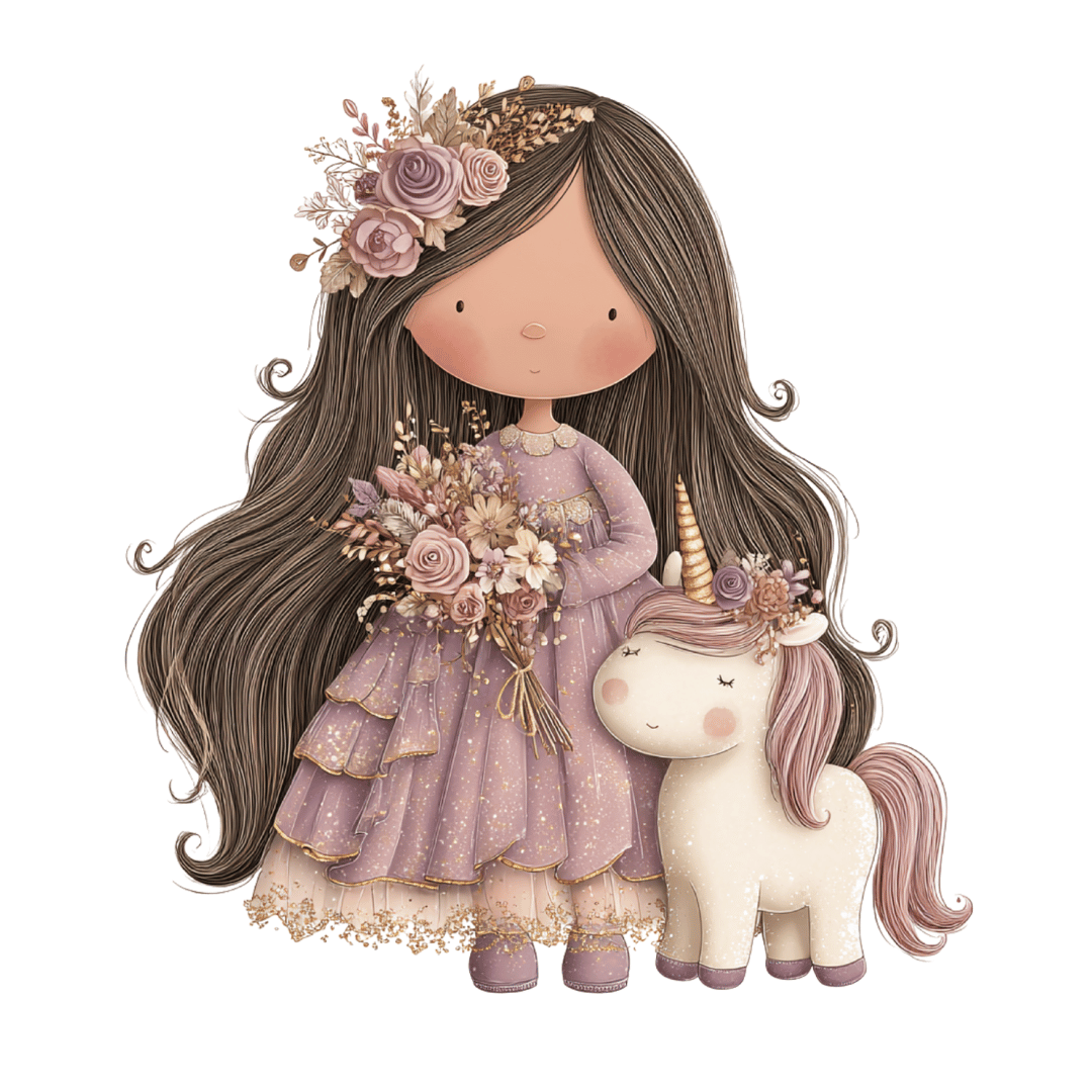 Bügelbild - Blumenmädchen - ca. 13x14,2cm