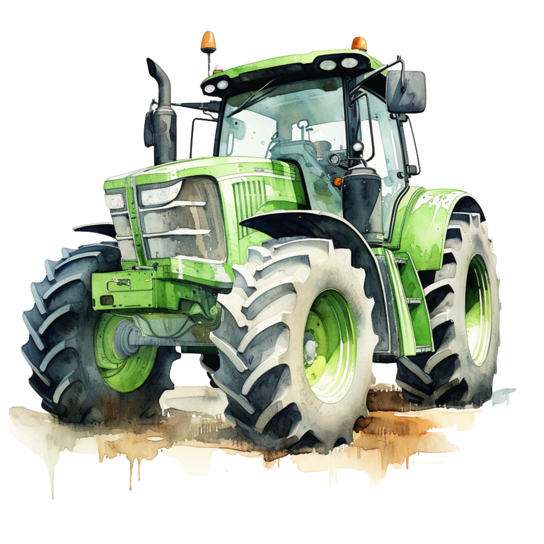Bügelbild - Plott - Aquarell Traktor Grün 11cm x 10cm