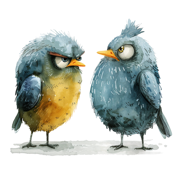 Bügelbild - Plott - Grumpy Birds - 12,4cm x 14,9cm
