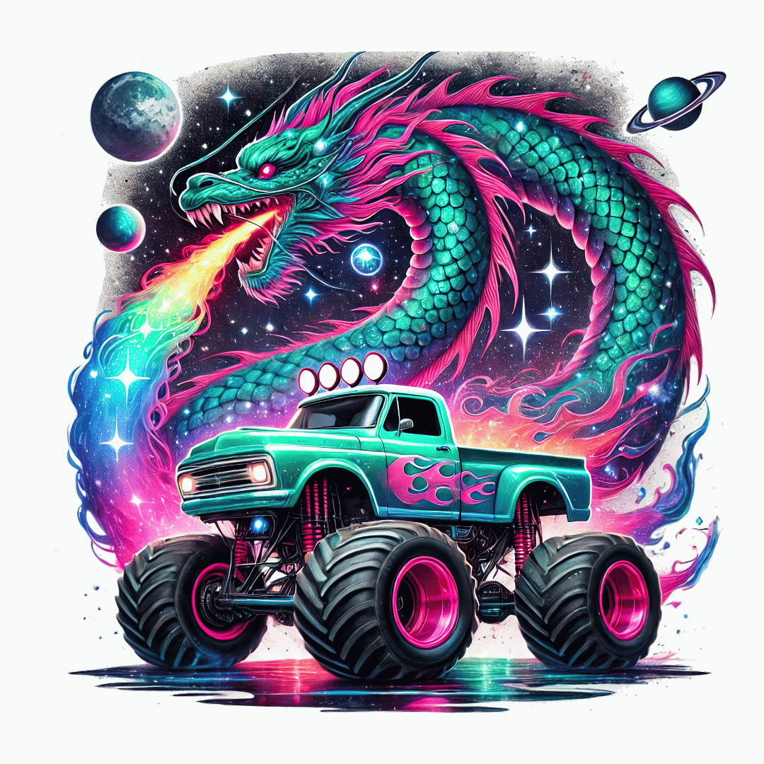 Bügelbild - Drachentruck - ca. 14x14cm