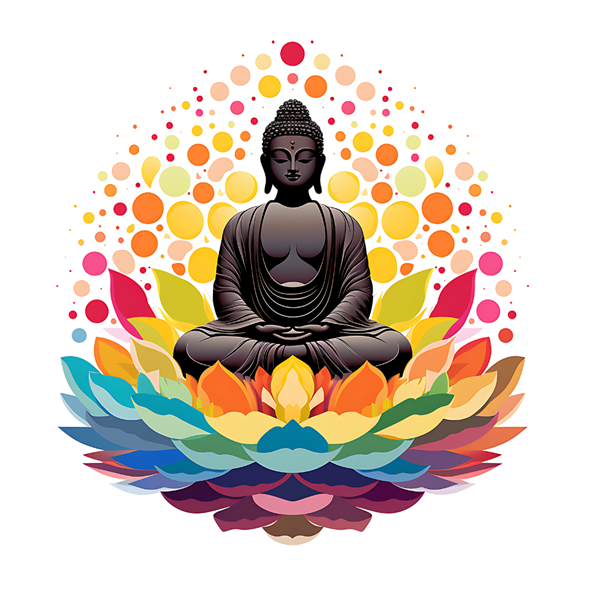 Bügelbild - Plott - Buddha bunt - 15cm x 15cm